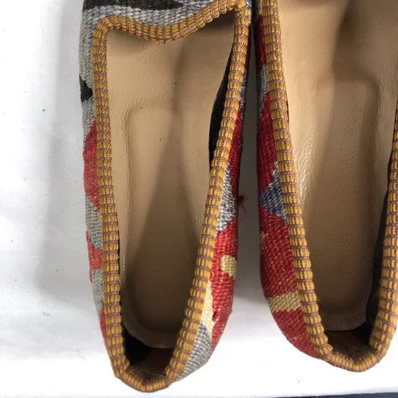 Turkish Kilim Shoes Womens 6 Wool Embroidered Carpet Loafers Indie Boho Art - Picture 6 of 16